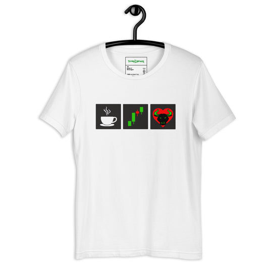 Coffee + Bullish Chart = Love // Unisex t-shirt - Stonksnbongs.com